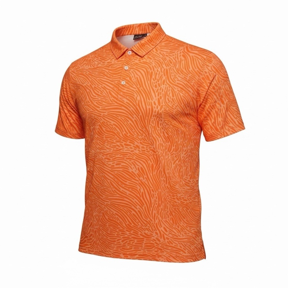 Sunday Swagger Polo Shirt Mens 4XL Neon Orange Abstract Print Golf Performance